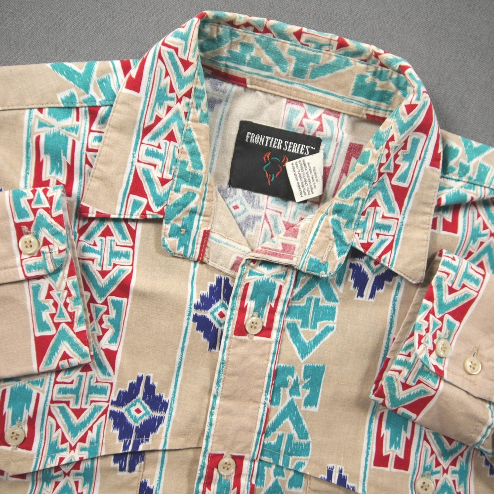 Southwestern Geometric Aztec Cowboy Festival Rodeo Frontier Series Men Shirt M